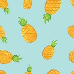 Tropical fruit pineapples pattern. Seamless pattern vector illustration. Bright summer seamless pattern