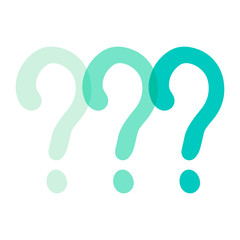 Question hand drawn illustration in blue colors