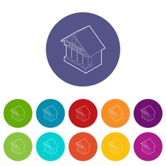 Museum building icons color set vector for any web design on white background
