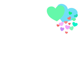 Bunte und pastell Herzen auf weißem Hintergrund