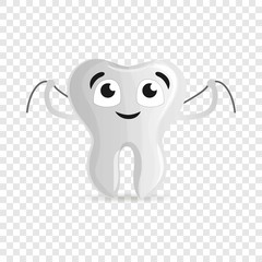 Happy tooth with floss icon. Cartoon of happy tooth with floss vector icon for web design for web design