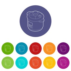 Multi cooker icons color set vector for any web design on white background