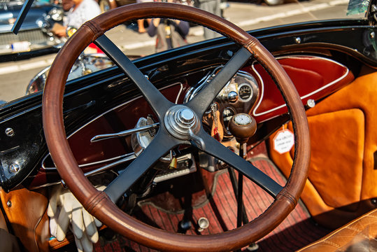 Belgrade, Serbia-October 13, 2018: An oldtimer exhibition in the parking lot in front of the Rakovica Municipality in Belgrade, Serbia. Ford A Phaeton, built at year 1928.