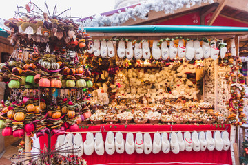 New Year and Christmas fair. Dried fruit, spices, scenting decorations. Budapest, Hungary