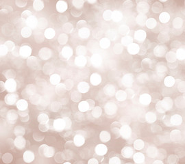 Beige festive blurred bokeh background, decorative, white circles, glitter, Christmas, light