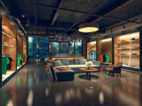 3d render of sportwear fashion store