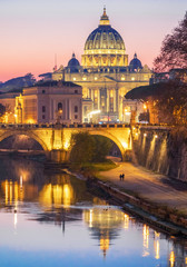Rome (Italy) - The Saint Peter basilica in Vatican with the dome during the Christmas holidays....