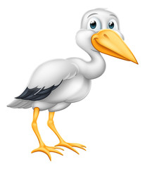 A stork or crane cartoon bird as in the pregnancy myth.