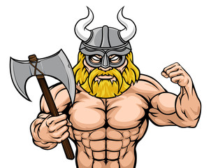A Viking warrior gladiator cartoon sports mascot