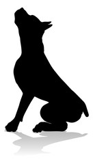 A detailed animal silhouette of a pet dog