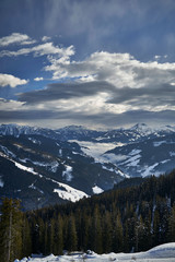 Fototapeta na wymiar Alpine mountains in the distance