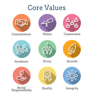 Core Values Outline / Line Icon Conveying Integrity - Purpose