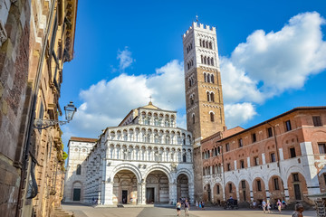 Lucca Cathedral square, Lucca, Italy - obrazy, fototapety, plakaty