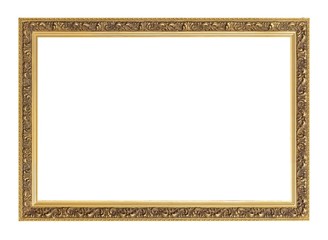Fototapeta premium Golden frame for paintings, mirrors or photo isolated on white background