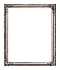 Silver frame for paintings, mirrors or photo isolated on white background