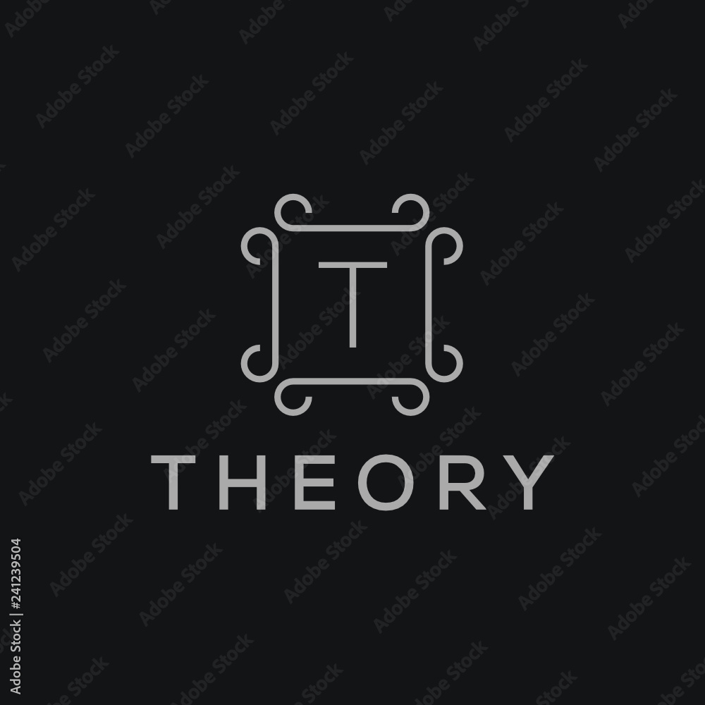 Poster premium linear shield monogram letter t logotype. elegant crest leaf stamp icon vector logo. luxury 