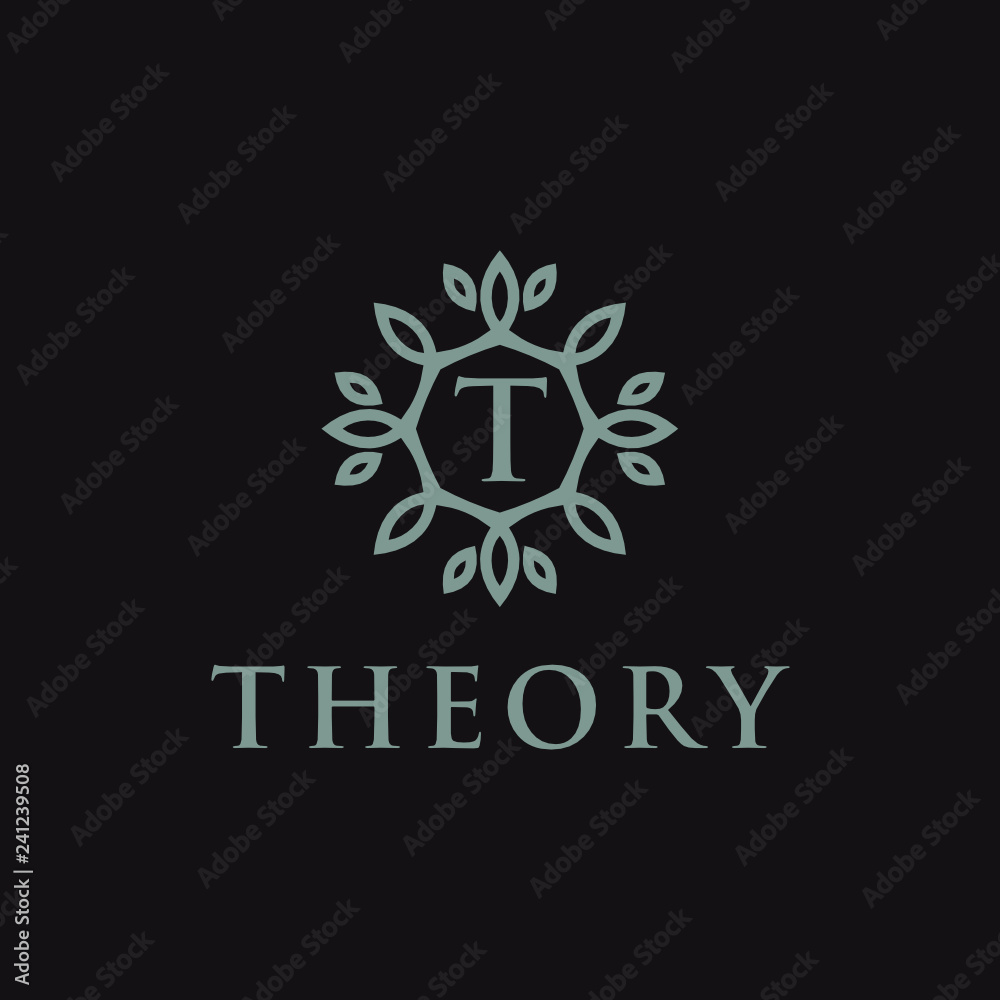 Poster premium linear shield monogram letter t logotype. elegant crest leaf stamp icon vector logo. luxury 