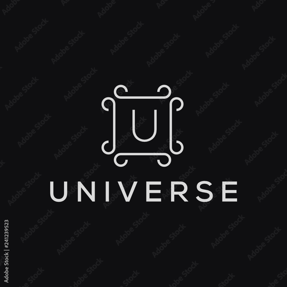 Aufkleber premium linear shield monogram letter u logotype. elegant crest leaf stamp icon vector logo. luxury 