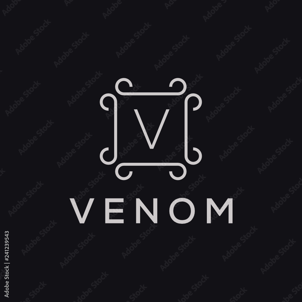 Poster premium linear shield monogram letter v logotype. elegant crest leaf stamp icon vector logo. luxury 