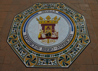 Crest of the Hispano - Americas Exposition, Plaza de España, Seville (Sevilla), Spain