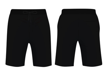 Black shorts, front and back view, vector illustration
