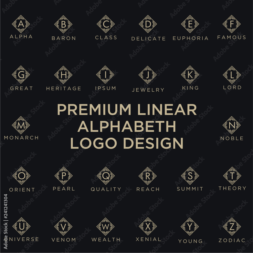 Aufkleber Premium linear shield monogram logotype. Elegant crest leaf stamp icon vector logo. Luxury alphabet frame symbol. - Vector