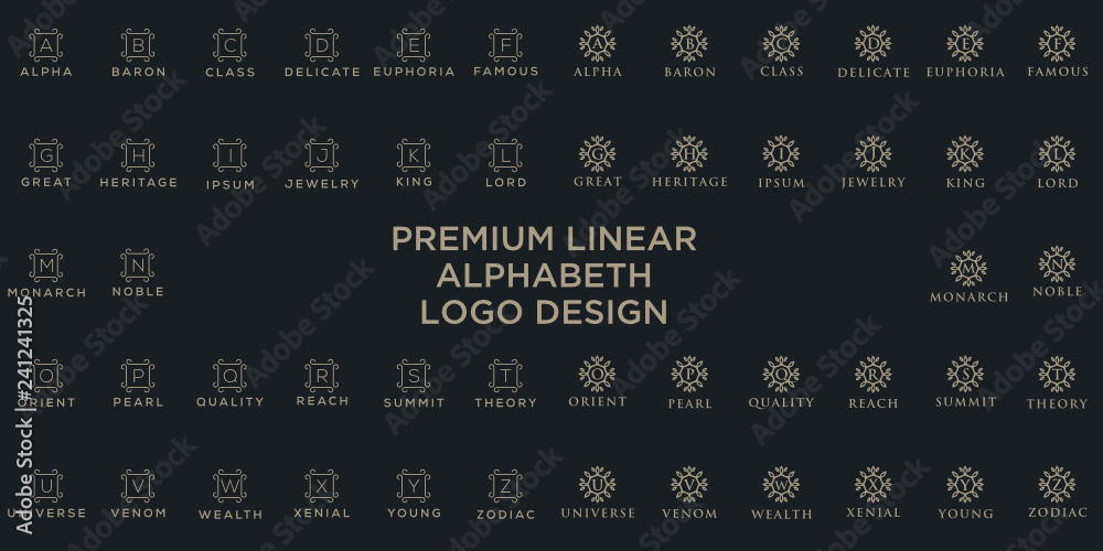 Poster Premium linear shield monogram logotype. Elegant crest leaf stamp icon vector logo. Luxury alphabet frame symbol. - Vector