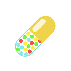 Medication icon tablets, pills, vitamins. Modern cartoon vector illustration in a flat style isolated on background.