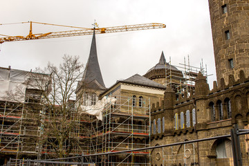 Castle Loewenburg Building site with framework