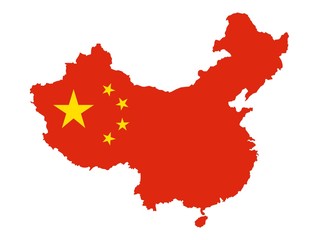 People's Republic of China map with the flag inside