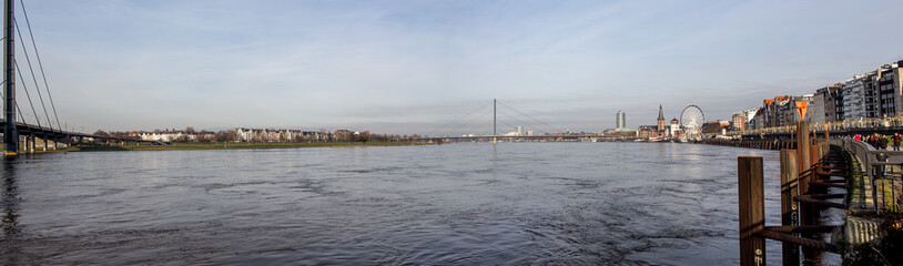 Fototapeta na wymiar Dusseldorf, Germany, Panorama View Rhine river