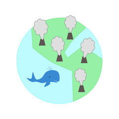 Globe with environmental pollution illustration