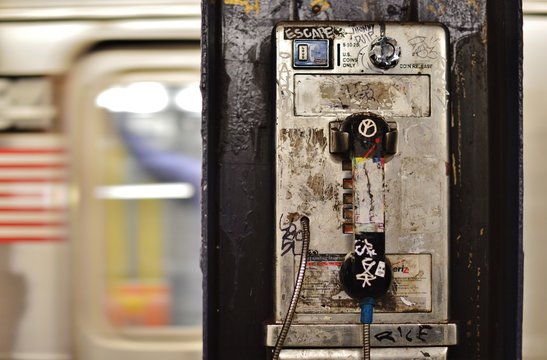 Dirty Pay Phone Rundown New York City Subway Platform Grunge City Life