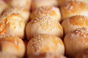 Fresh buns with sesame seed