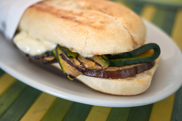 Vegetarian sandwich with mozzarella cheese