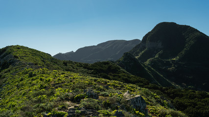 Green mountain and blue sky