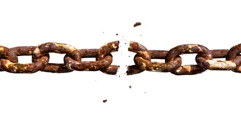 Foto op Plexiglas Breaking rusty metal chain photomontage © Stefan Wolny