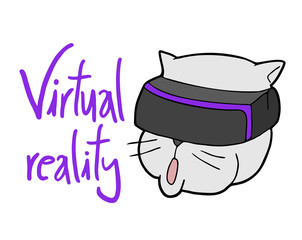 funny cat with virtual reality glasses