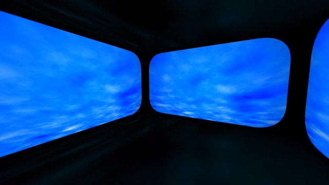 360 degree view from within an abstract room in the sky.