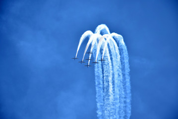 Brazilian Smoke Squadron doing aerobatics on airshow