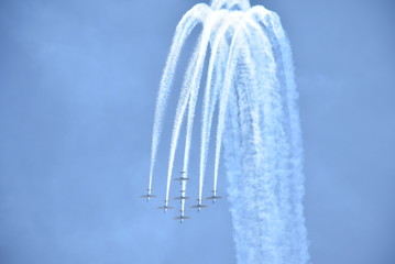 Brazilian Smoke Squadron doing aerobatics on airshow