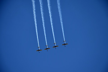 Brazilian Smoke Squadron doing aerobatics on airshow