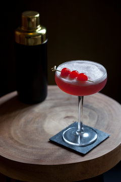 Raspberry cocktail in coup glass