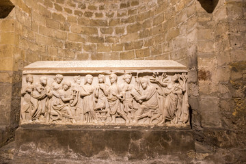 Reliefs from medieval tomb in chapel under cathedral in Palermo from medieval tomb in chapel under cathedral in Palermo