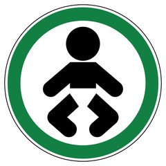 srg510 SignRoundGreen - german - ez510 ErlaubnisZeichen - Baby erlaubt (mit Windel) - english - approved - baby allowed (with diaper) - green g6966