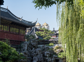 Ornamental rock garden in Yu or Yuyuan Garden in  the old city of Shanghai