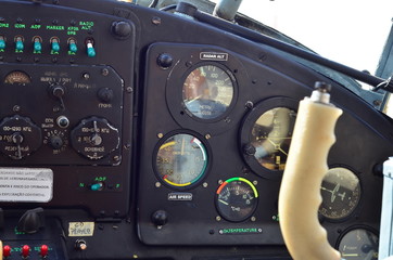 Cockpit panel of old russian aircraft