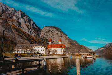 church by the lake in europe