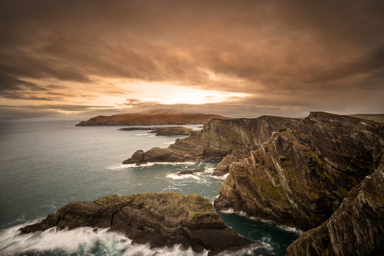 Long exposure view of the Kerry Cliffs, Co. Kerry, Ireland
