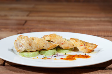 Pork tenderloin with broccoli puree.
